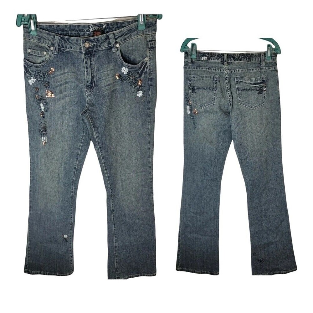 J-STAR Bootcut Embellished Denim Jeans 9/10 Mid‎ Rise Western Glam